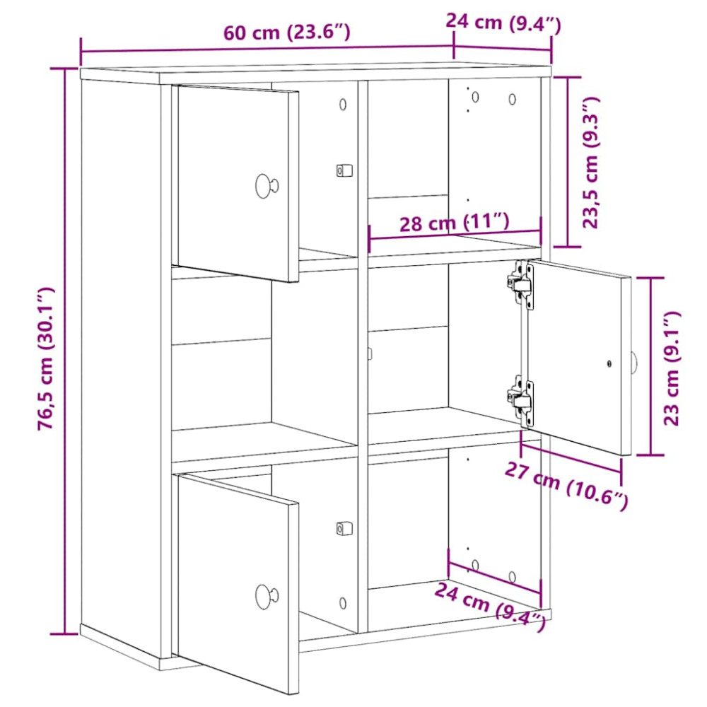 Produktbild för Bokhylla svart ek 60x24x76,5 cm konstruerat trä