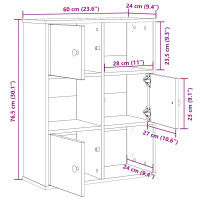 Produktbild för Bokhylla svart ek 60x24x76,5 cm konstruerat trä