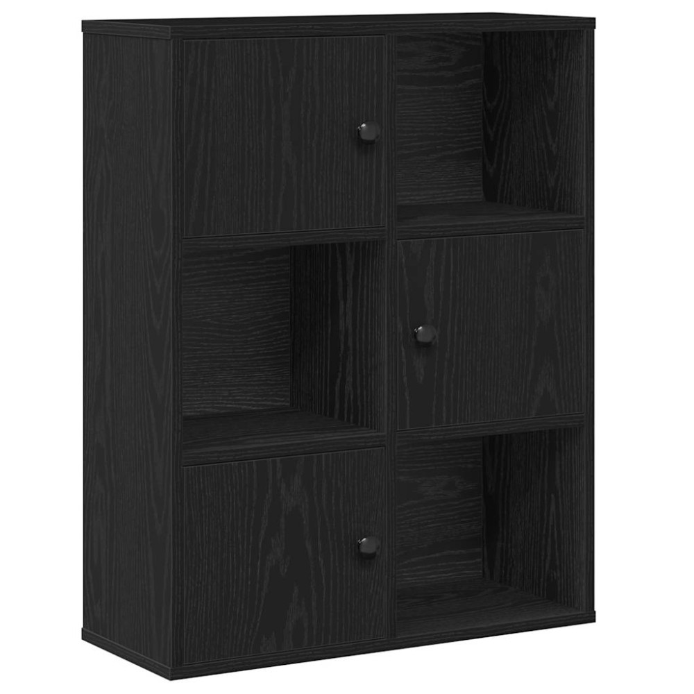 Produktbild för Bokhylla svart ek 60x24x76,5 cm konstruerat trä