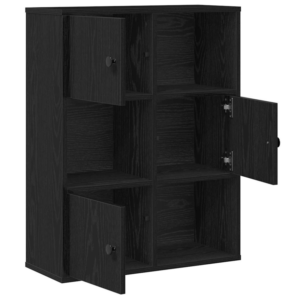 Produktbild för Bokhylla svart ek 60x24x76,5 cm konstruerat trä