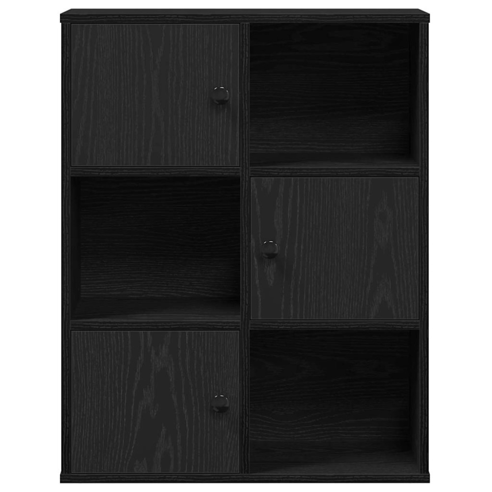 Produktbild för Bokhylla svart ek 60x24x76,5 cm konstruerat trä