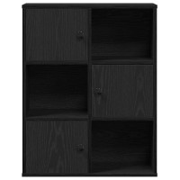 Produktbild för Bokhylla svart ek 60x24x76,5 cm konstruerat trä