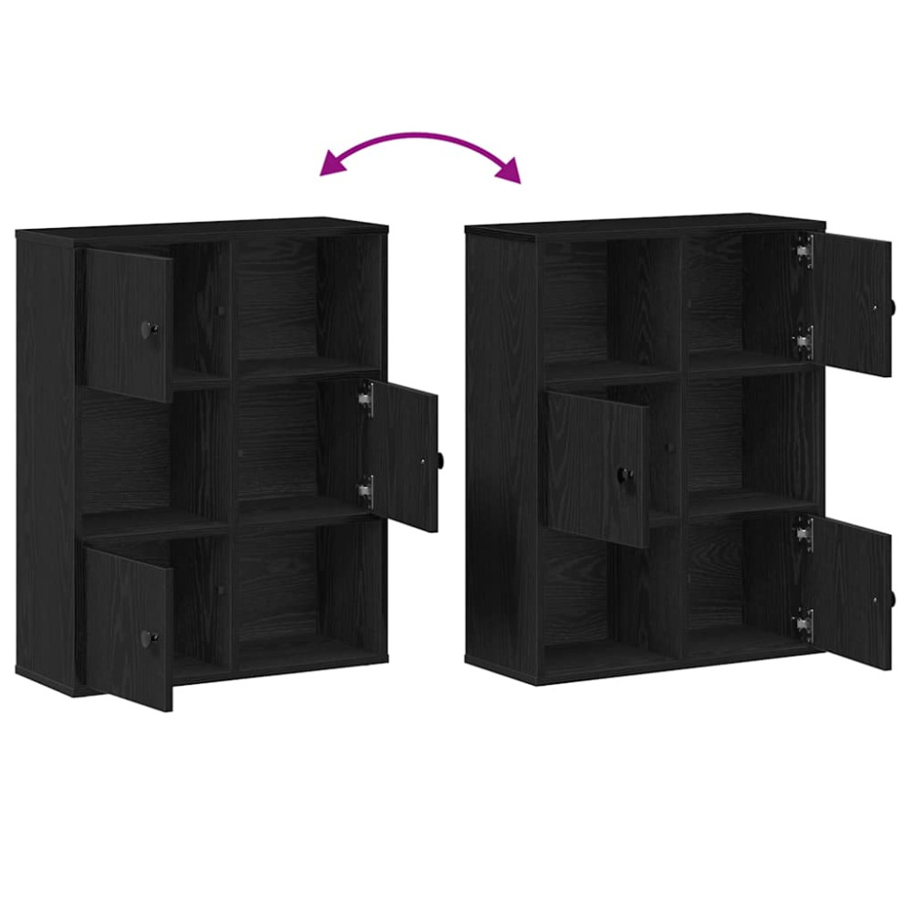 Produktbild för Bokhylla svart ek 60x24x76,5 cm konstruerat trä
