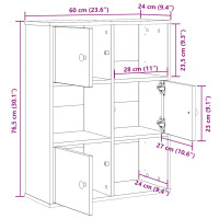 Produktbild för Bokhylla betonggrå 60x24x76,5 cm konstruerat trä