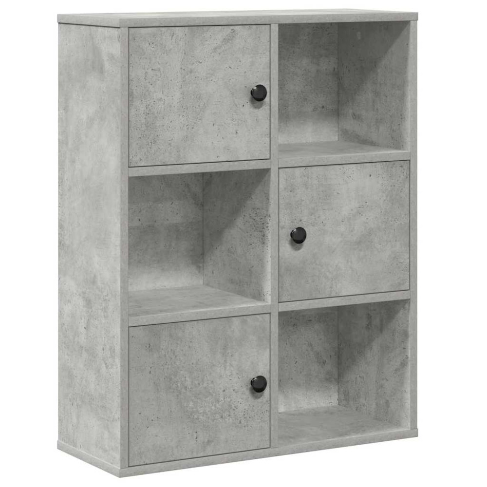 Produktbild för Bokhylla betonggrå 60x24x76,5 cm konstruerat trä