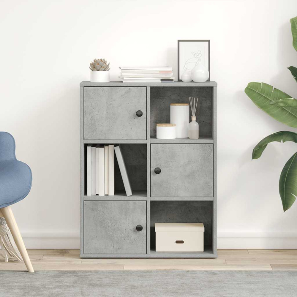 Produktbild för Bokhylla betonggrå 60x24x76,5 cm konstruerat trä