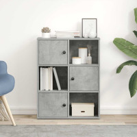 Produktbild för Bokhylla betonggrå 60x24x76,5 cm konstruerat trä