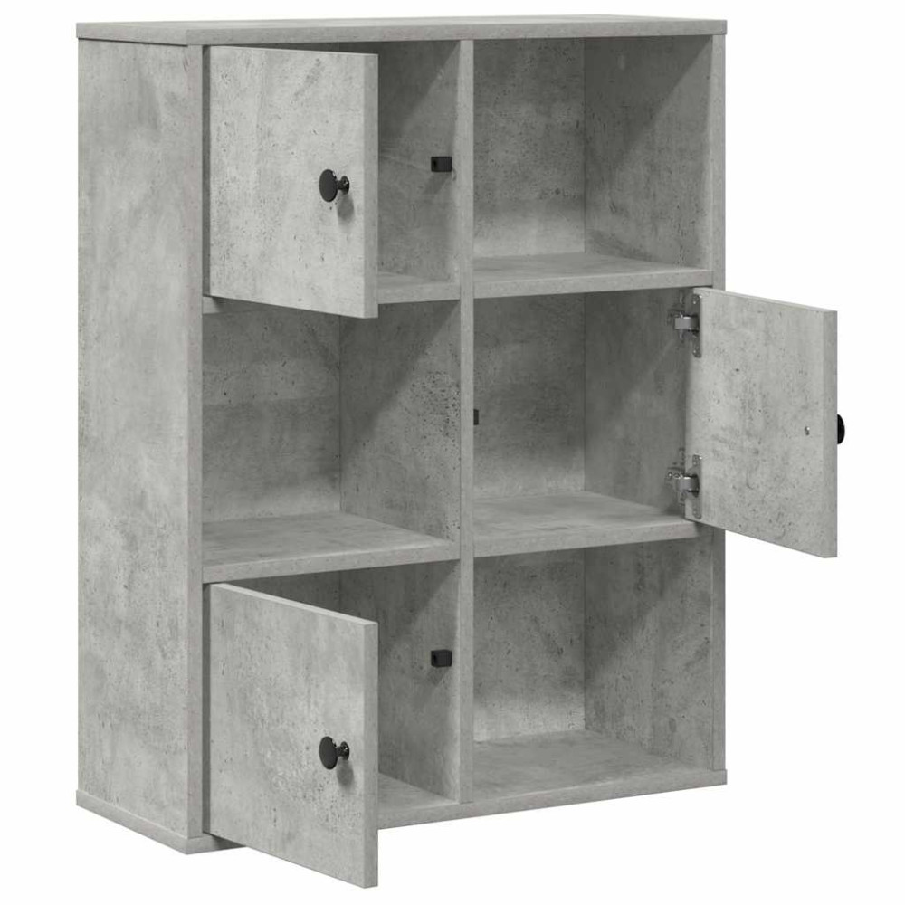Produktbild för Bokhylla betonggrå 60x24x76,5 cm konstruerat trä