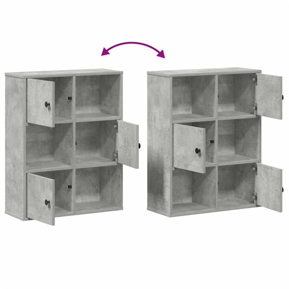 Produktbild för Bokhylla betonggrå 60x24x76,5 cm konstruerat trä