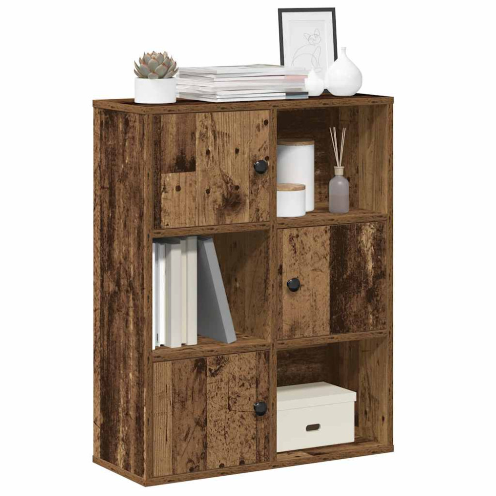 Produktbild för Bokhylla åldrat trä 60x24x76,5 cm konstruerat trä