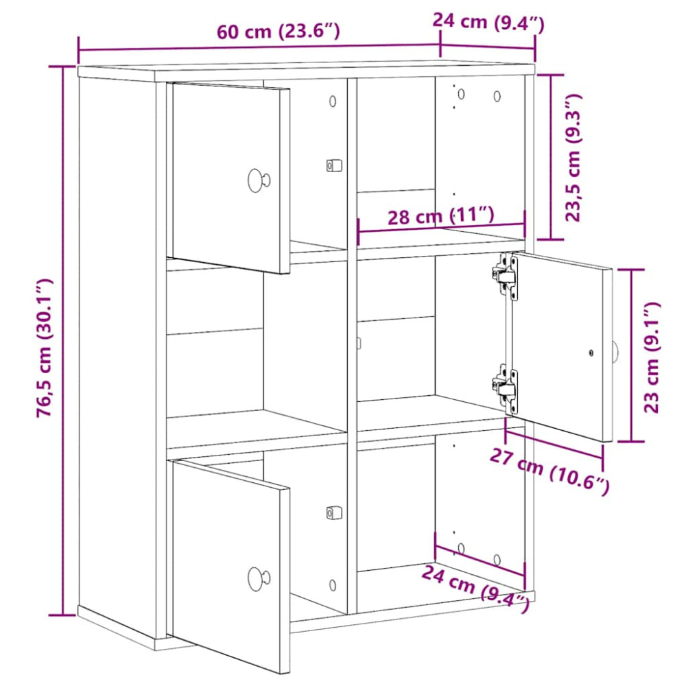 Produktbild för Bokhylla åldrat trä 60x24x76,5 cm konstruerat trä