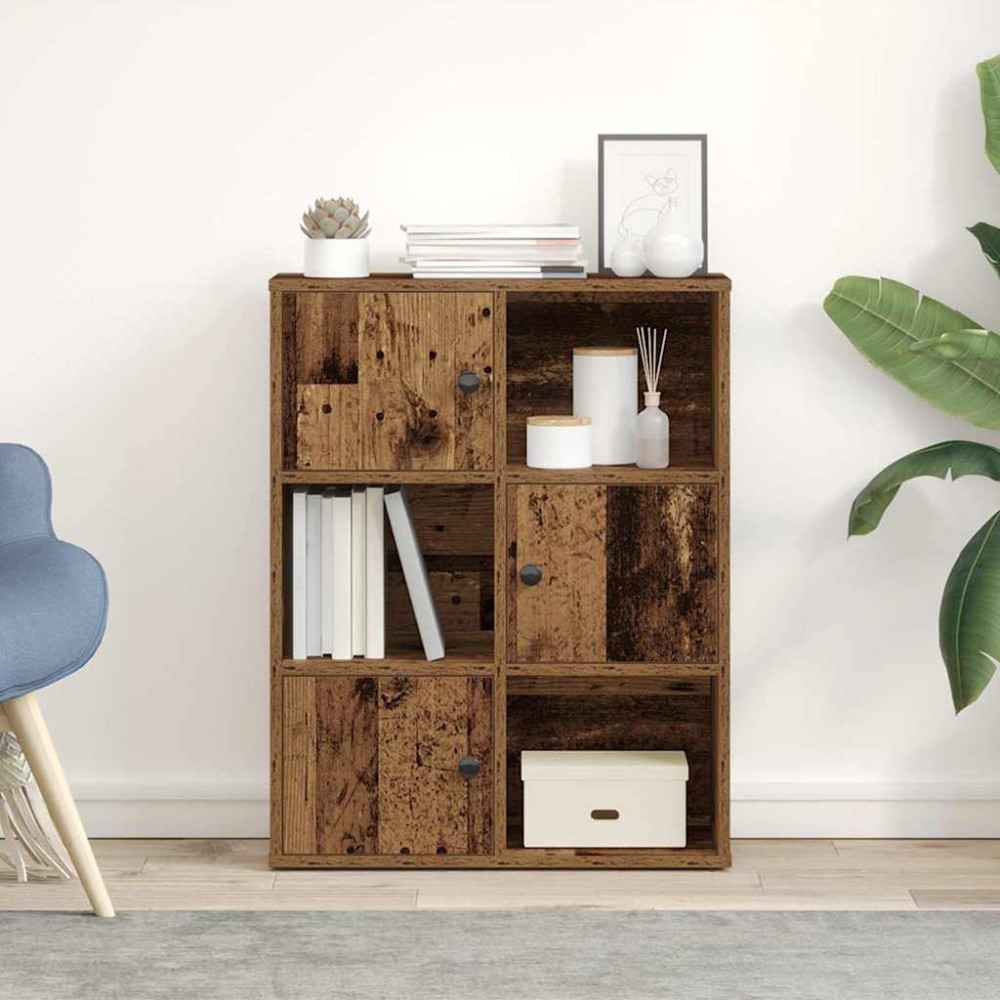 Produktbild för Bokhylla åldrat trä 60x24x76,5 cm konstruerat trä