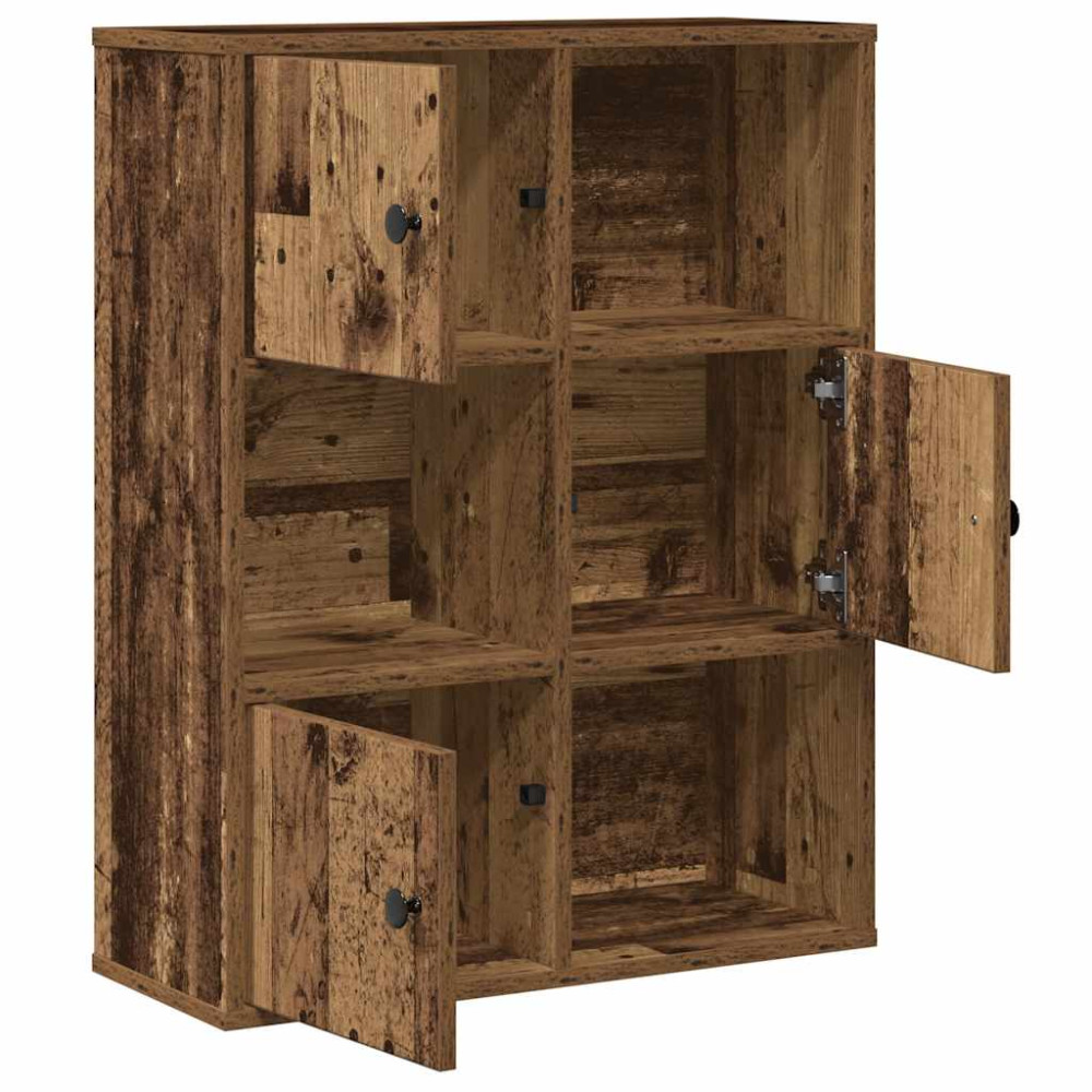 Produktbild för Bokhylla åldrat trä 60x24x76,5 cm konstruerat trä