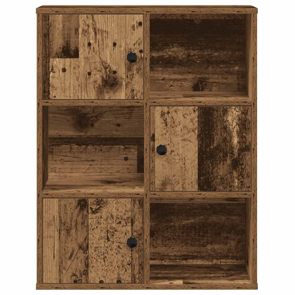 Produktbild för Bokhylla åldrat trä 60x24x76,5 cm konstruerat trä
