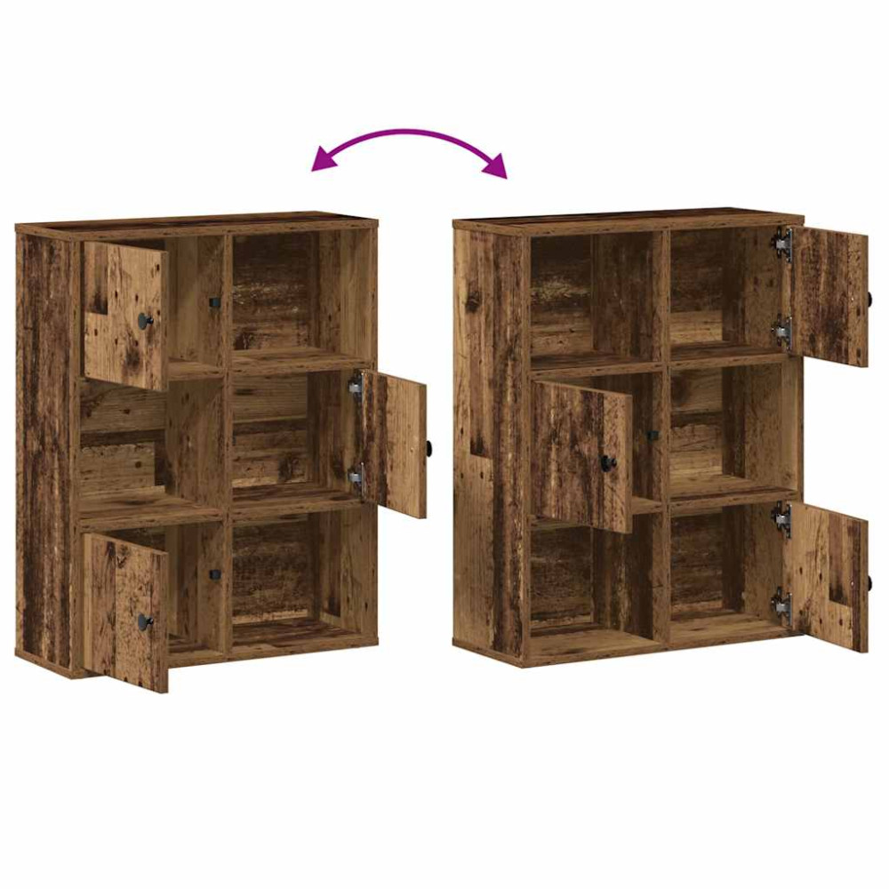 Produktbild för Bokhylla åldrat trä 60x24x76,5 cm konstruerat trä