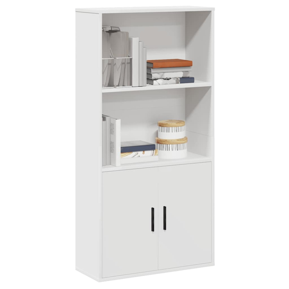 Produktbild för Bokhylla vit 60x24x120 cm konstruerat trä