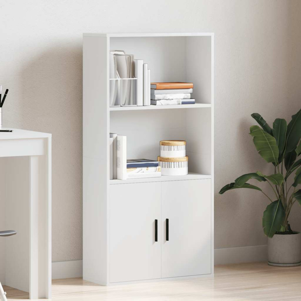 Produktbild för Bokhylla vit 60x24x120 cm konstruerat trä