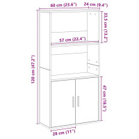 Produktbild för Bokhylla vit 60x24x120 cm konstruerat trä