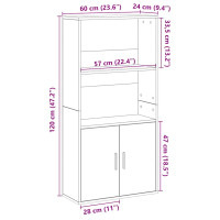 Produktbild för Bokhylla ek 60x24x120 cm konstruerat trä