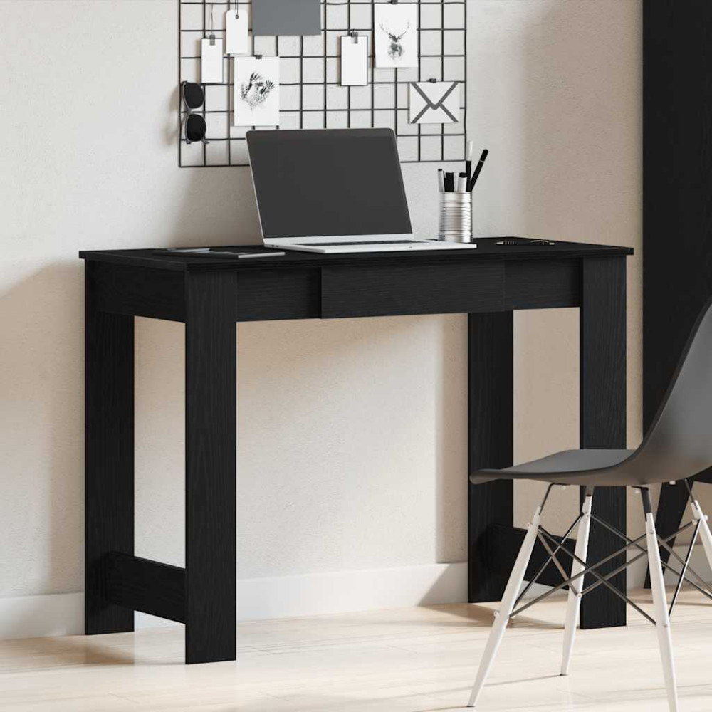 Produktbild för Skrivbord svart 100x45x75 cm konstruerat trä