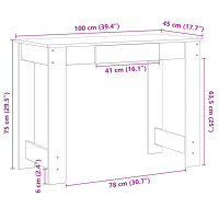 Produktbild för Skrivbord sonoma-ek 100x45x75 cm konstruerat trä