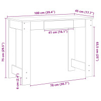 Produktbild för Skrivbord betonggrå 100x45x75 cm konstruerat trä