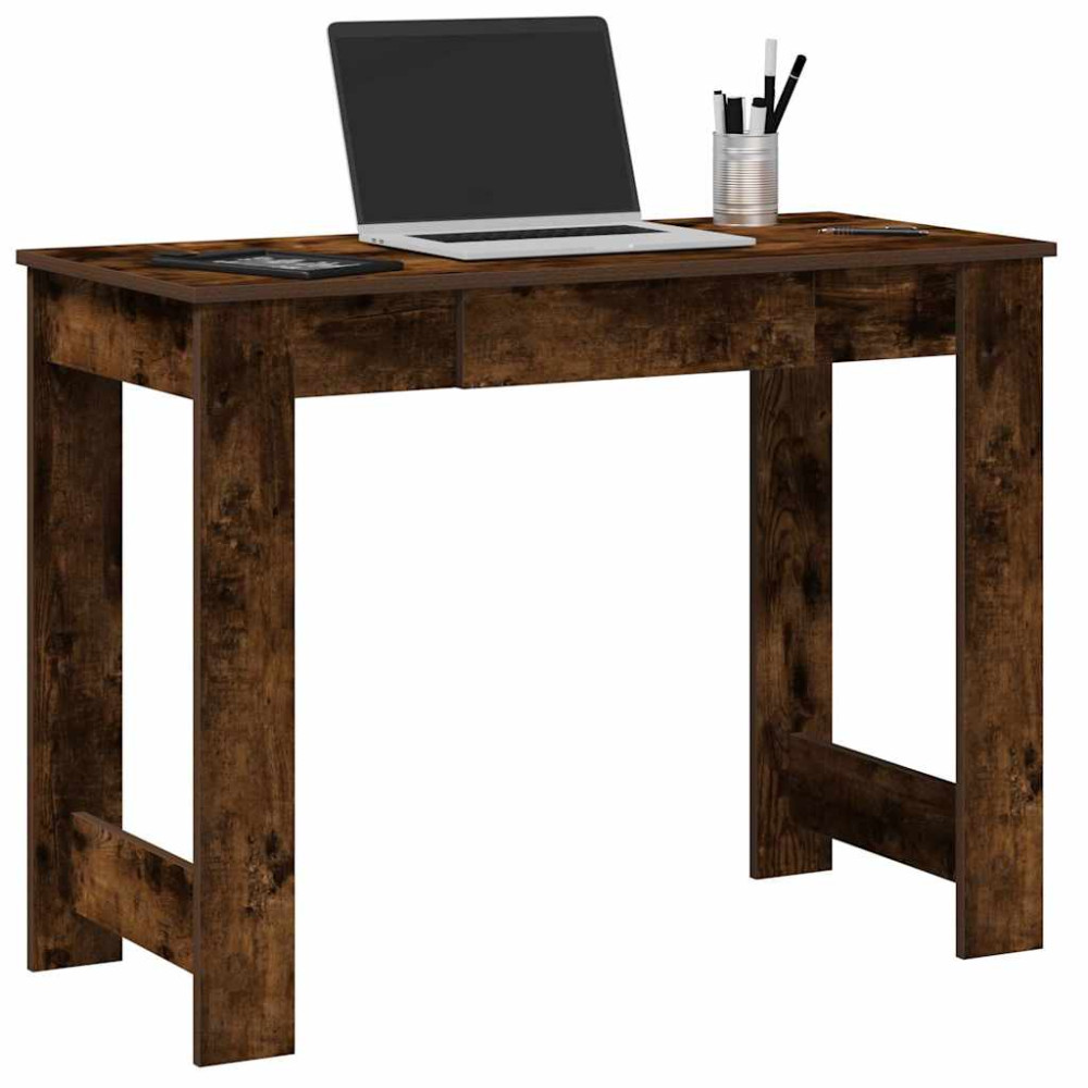 Produktbild för Skrivbord rökfärgad ek 100x45x75 cm konstruerat trä
