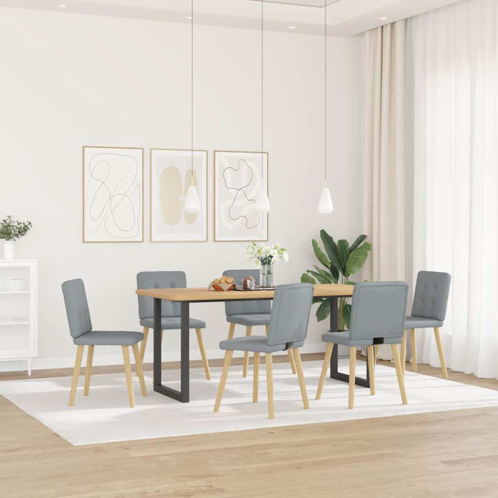 Produktbild för Matstolar 6 st ljusgrå tyg