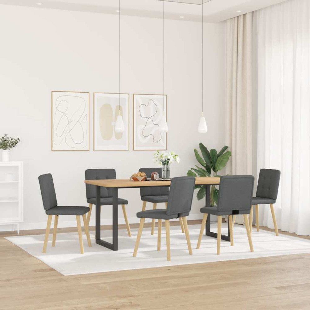 Produktbild för Matstolar 6 st mörkgrå tyg