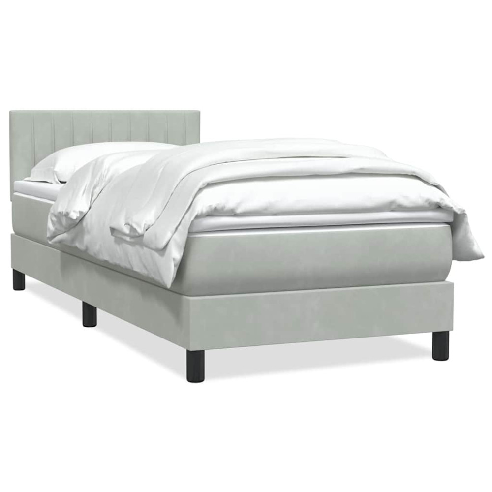 Produktbild för Ramsäng med madrass ljusgrå 80x210 cm sammet
