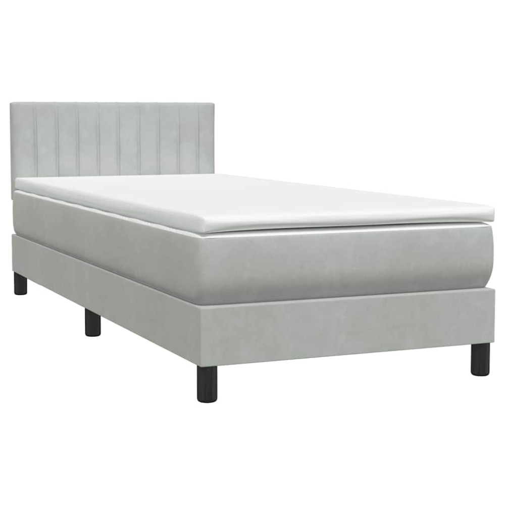 Produktbild för Ramsäng med madrass ljusgrå 80x210 cm sammet