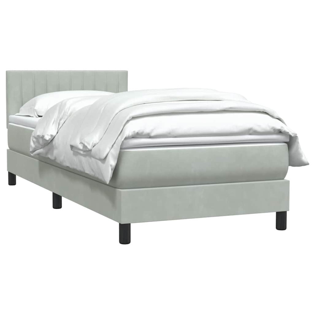 Produktbild för Ramsäng med madrass ljusgrå 80x210 cm sammet