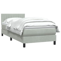 Produktbild för Ramsäng med madrass ljusgrå 80x210 cm sammet