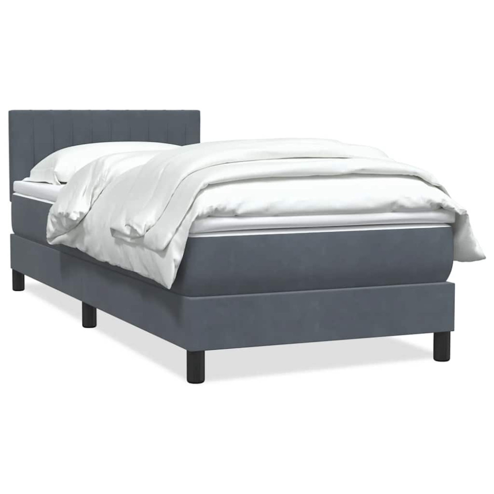 Produktbild för Ramsäng med madrass mörkgrå 80x210 cm sammet