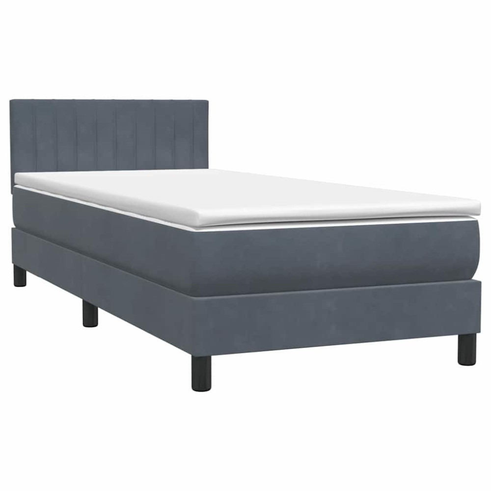 Produktbild för Ramsäng med madrass mörkgrå 80x210 cm sammet