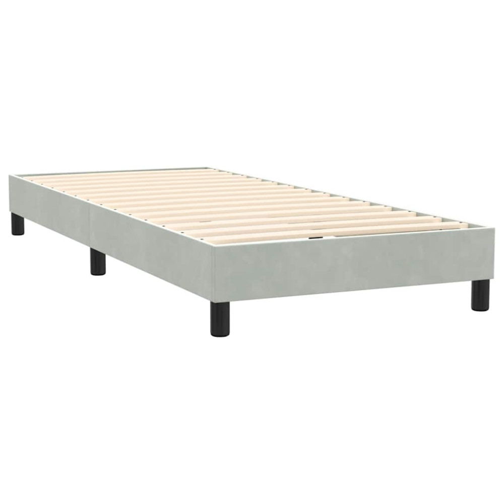Produktbild för Resårsäng med madrass och LED ljusgrå 80x210 cm sammet