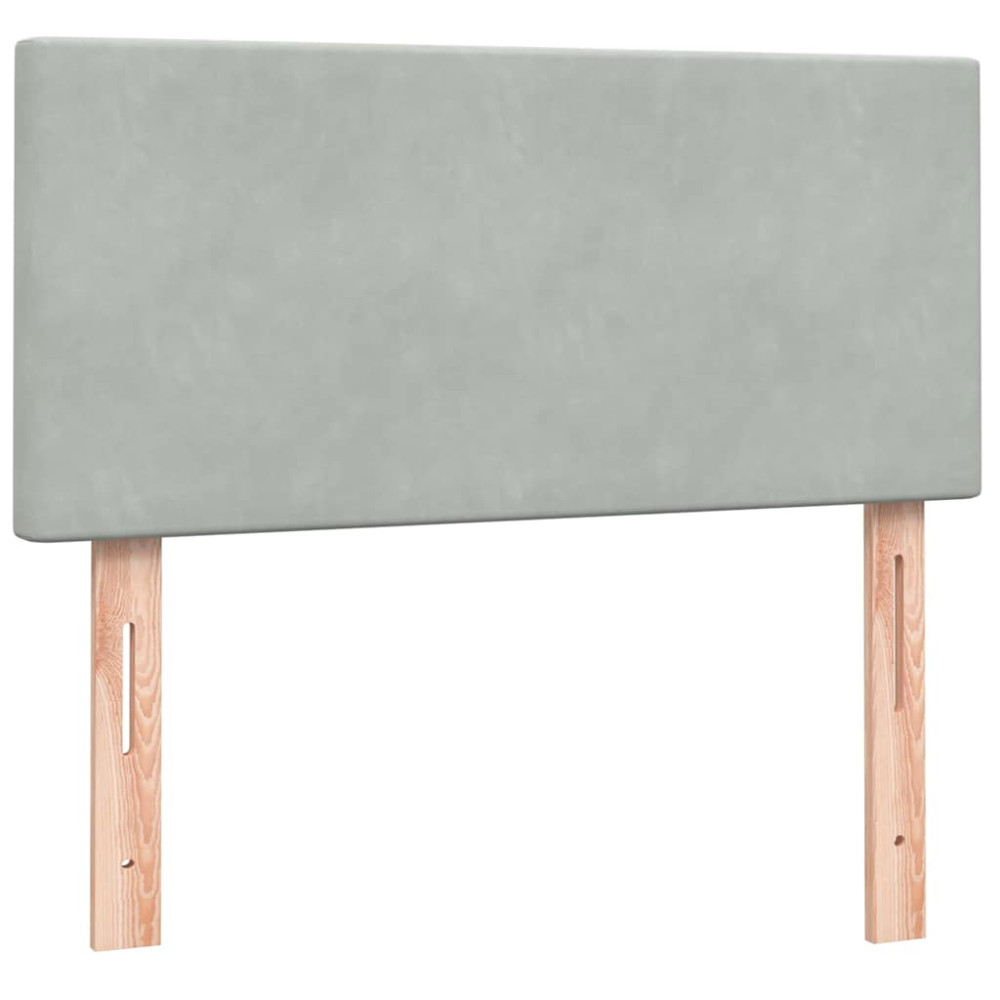 Produktbild för Resårsäng med madrass och LED ljusgrå 80x210 cm sammet