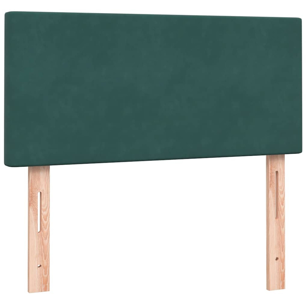 Produktbild för Resårsäng med madrass och LED mörkgrön 80x220 cm sammet