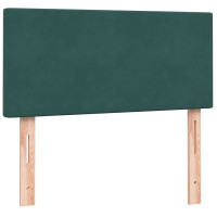 Produktbild för Resårsäng med madrass och LED mörkgrön 80x220 cm sammet