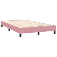 Produktbild för Resårsäng med madrass och LED rosa 160x220 cm sammet