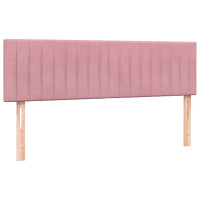 Produktbild för Resårsäng med madrass och LED rosa 160x220 cm sammet