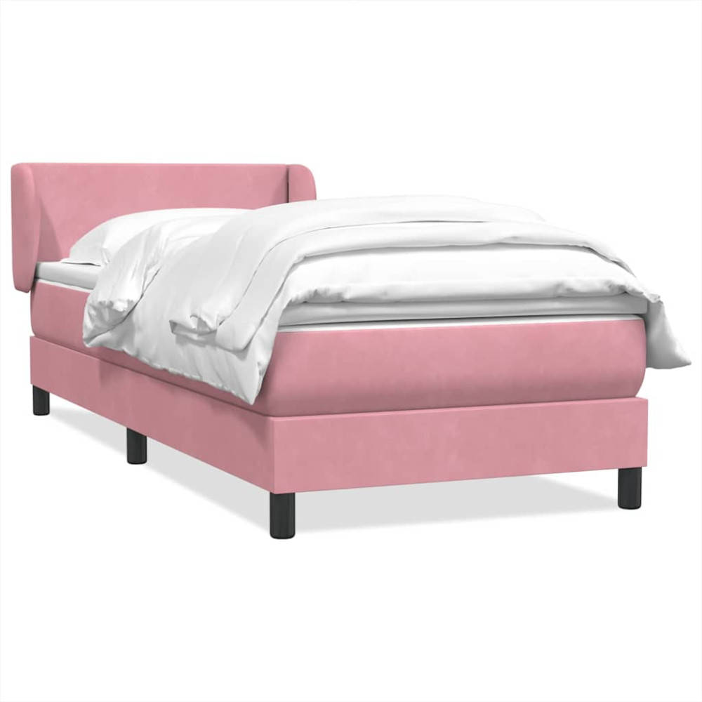 Produktbild för Ramsäng med madrass rosa 80x220 cm sammet