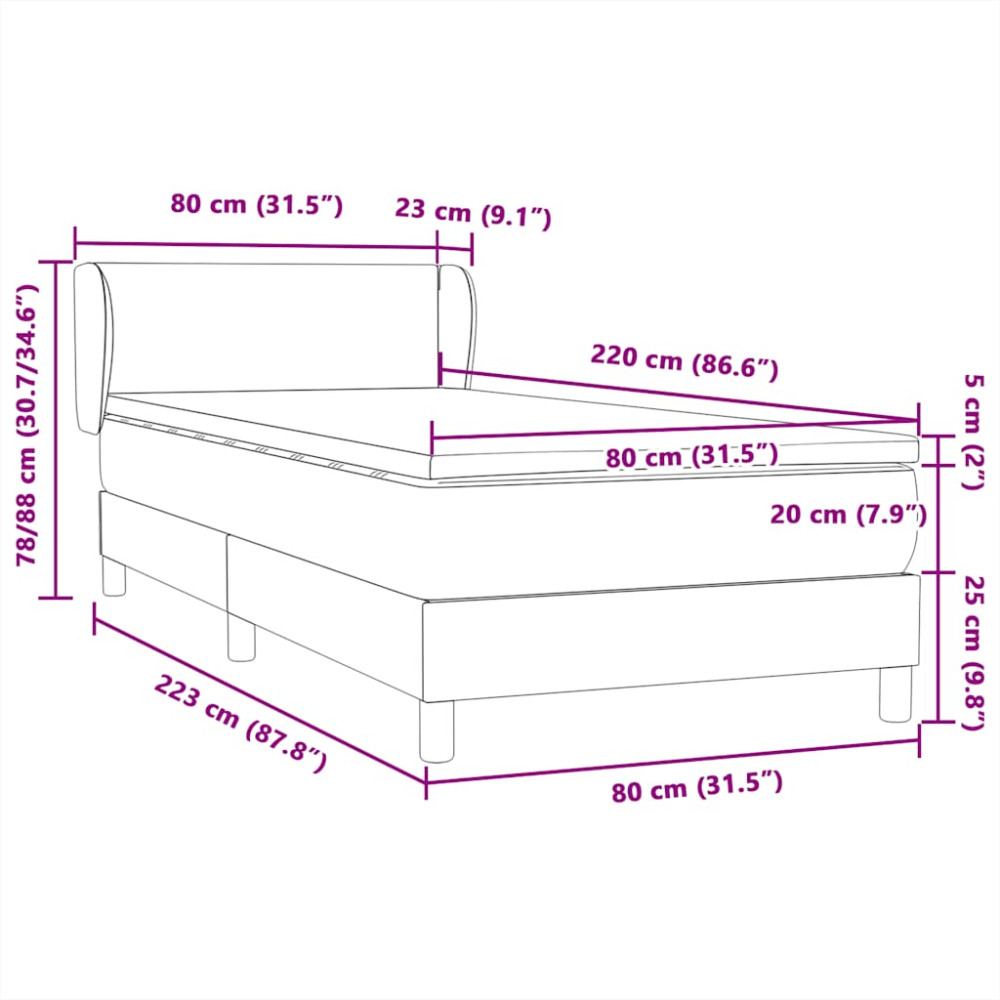 Produktbild för Ramsäng med madrass rosa 80x220 cm sammet