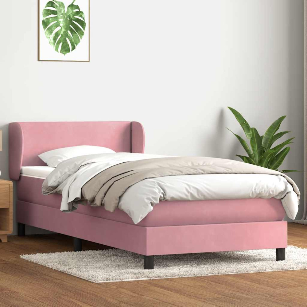 Produktbild för Ramsäng med madrass rosa 80x220 cm sammet