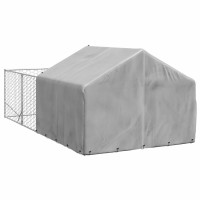 Produktbild för Hundkoja för utomhusbruk med gård 4x2x1,5 m galvaniserat stål
