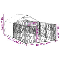 Produktbild för Hundkoja för utomhusbruk med gård 4x2x1,5 m galvaniserat stål