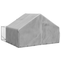 Produktbild för Hundkoja för utomhusbruk med gård 3x3x1,9 m galvaniserat stål