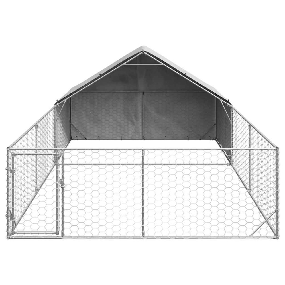 Produktbild för Hundkoja för utomhusbruk med gård 6x3x1,9 m galvaniserat stål