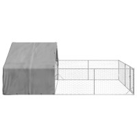 Produktbild för Hundkoja för utomhusbruk med gård 6x3x1,9 m galvaniserat stål