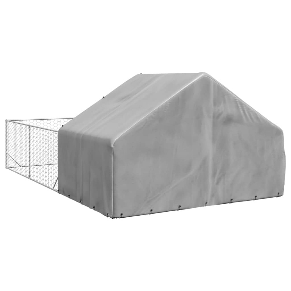 Produktbild för Hundkoja för utomhusbruk med gård 6x3x1,9 m galvaniserat stål